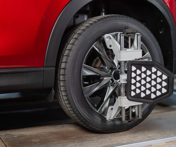 Alignment of car wheels in a car service