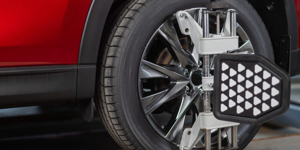 Alignment of car wheels in a car service