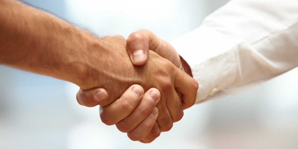 Closeup of a business handshake